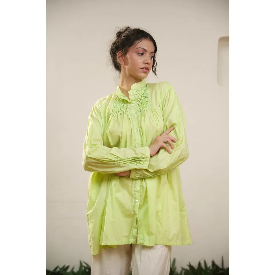 Our Dve Capsule 13 top verde cotone loose fit
