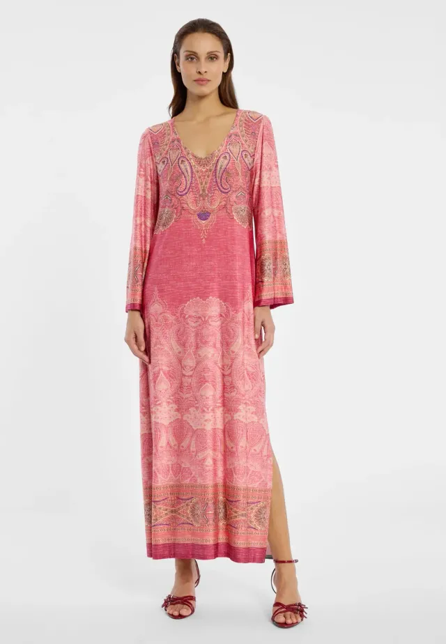 Ana Alcazar Dhira abito maxi rosa stampa paisley