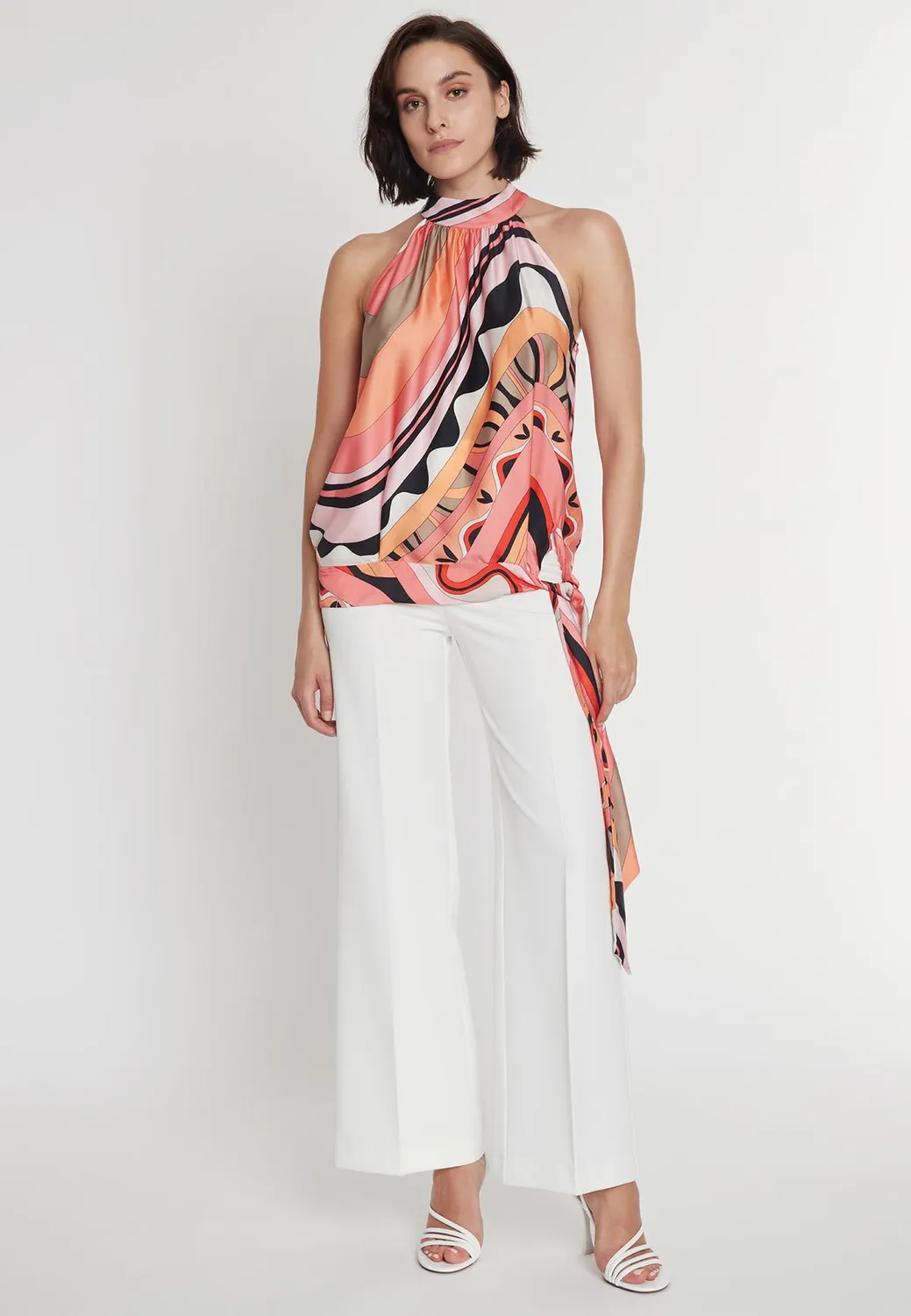Ana Alcazar Paory Neckholder top satin rosa fiocco