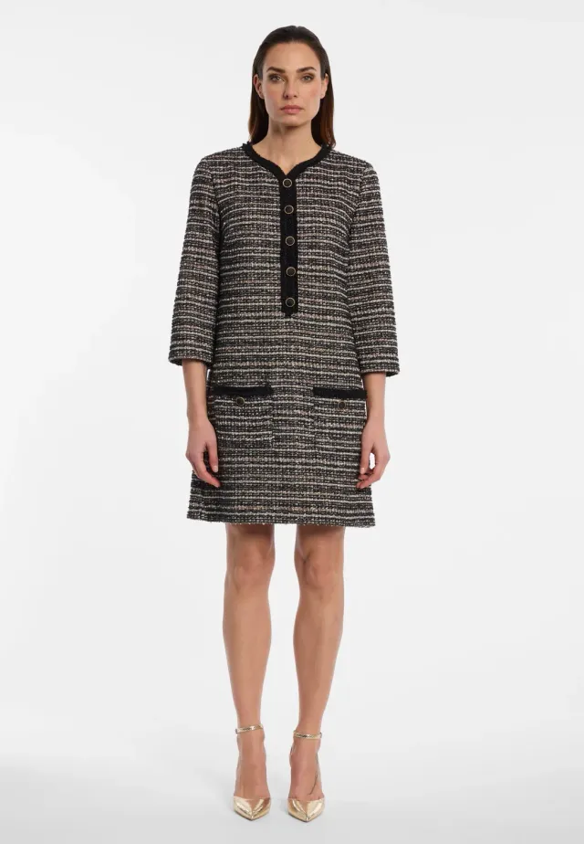 Ana Alcazar Enalisa abito tweed bouclé nero