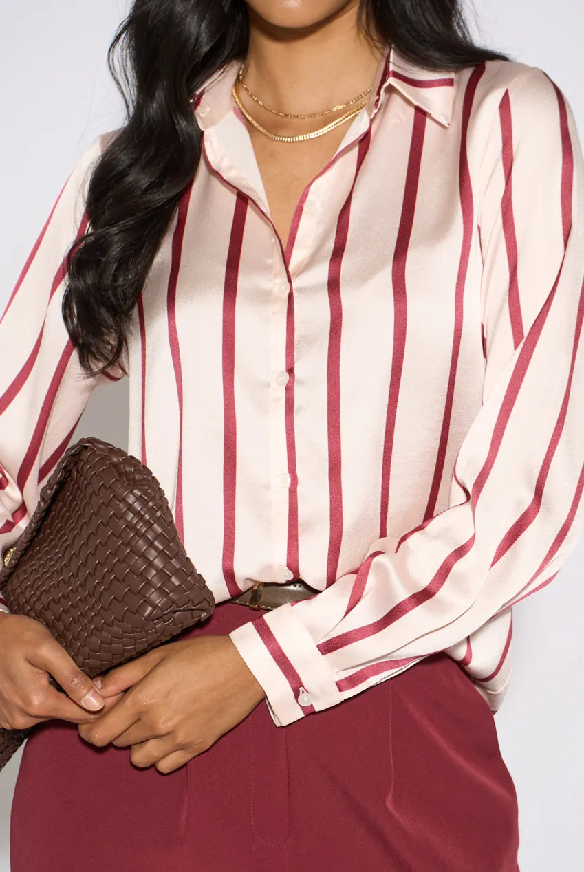 Gini London Stripe camicia bordeaux vestibilità morbida
