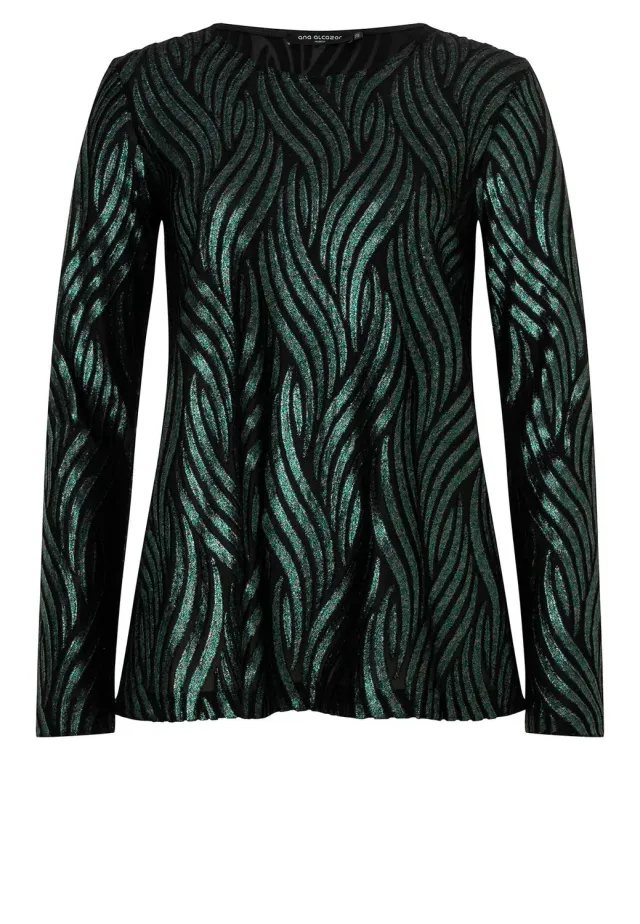 Ana Alcazar Ifina top velluto verde maniche lunghe
