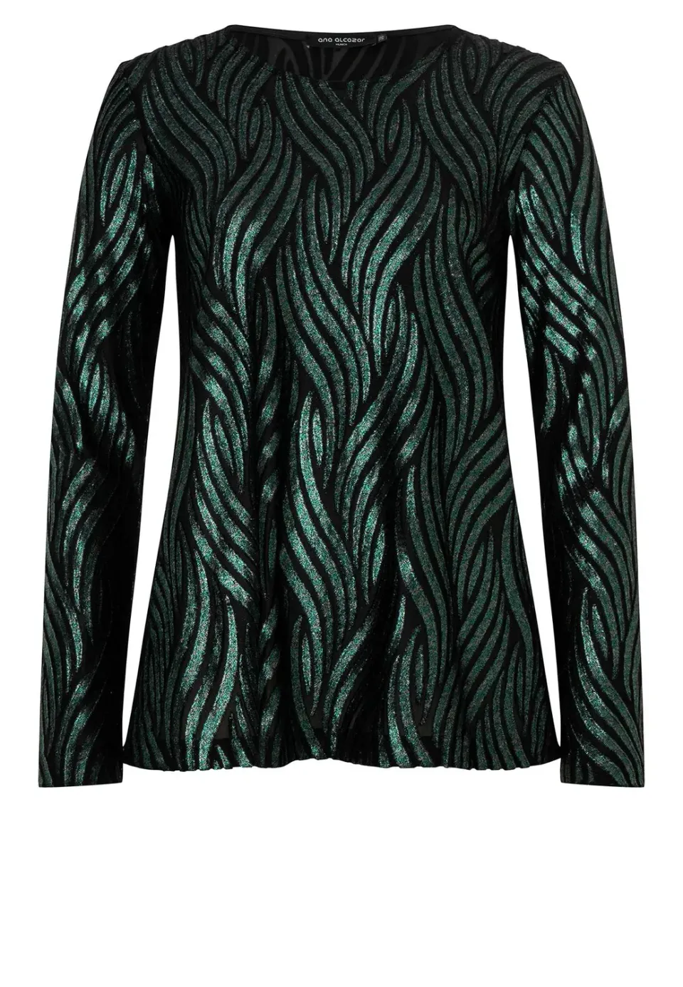 Ana Alcazar Ifina top velluto verde maniche lunghe