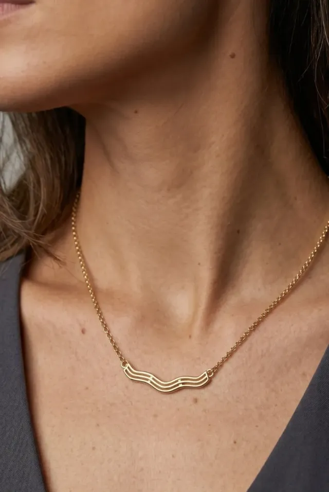 Uchi & Soto Nami Gold Wave collana oro catena fine