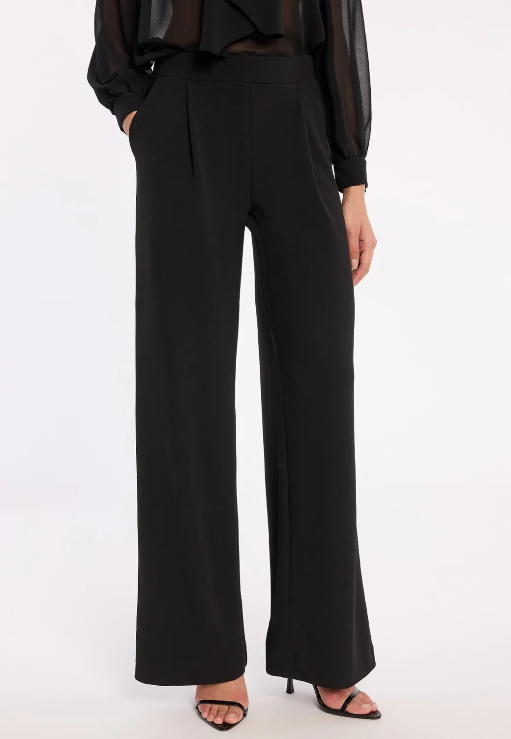 Ana Alcazar Adya pantaloni palazzo neri pieghe eleganti
