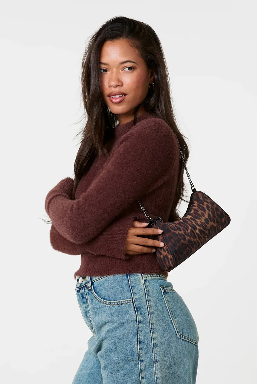 Pink Vanilla Fluffy Knit maglione cropped cioccolato