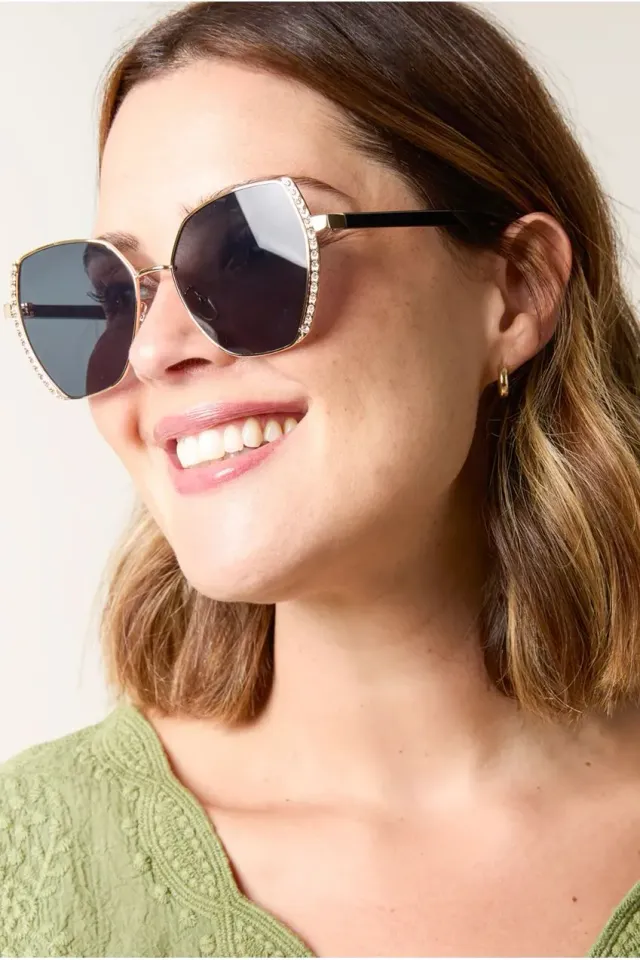 Blue Vanilla Gold Side Frame occhiali da sole oro oversize