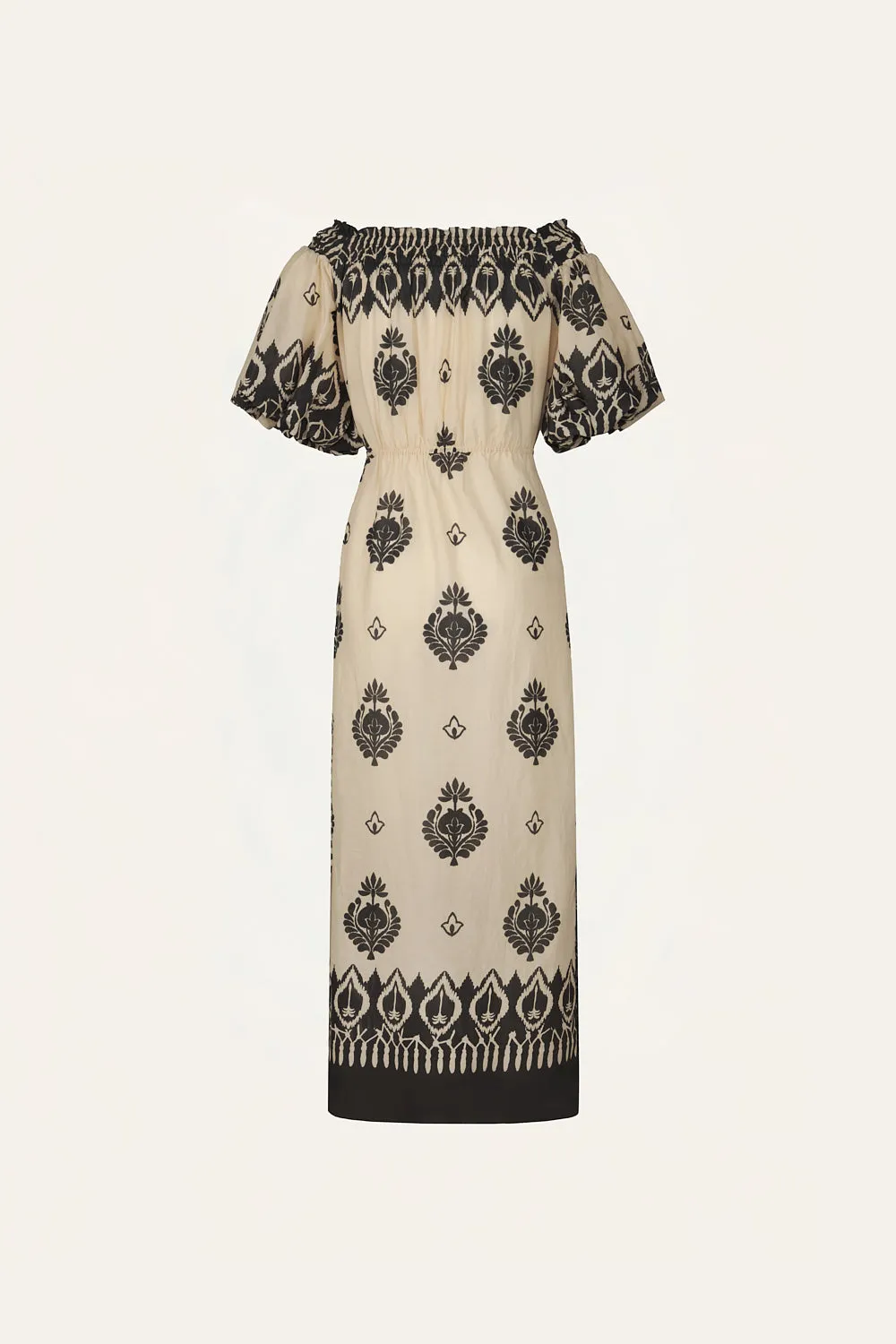 Johanna Ortiz Harbor Hues abito midi ecru/nero cotone