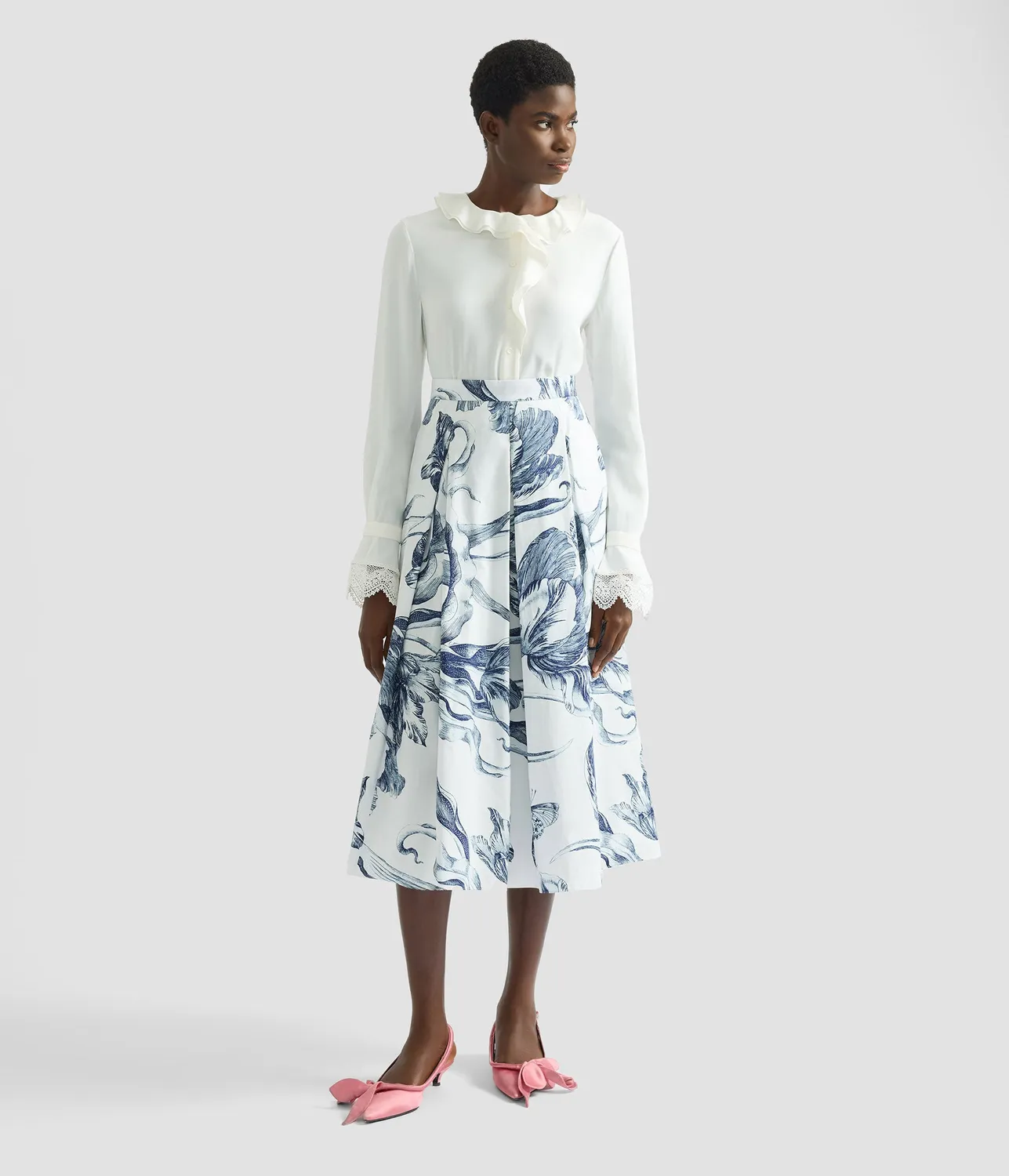 Erdem Cady Long Sleeve Shirt camicia bianca pizzo