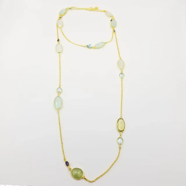 Our Dve Rainbow collana argento dorato 18k con acquamarina