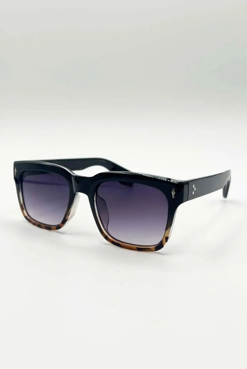 SVNX Square occhiali da sole neri leopardati UV400