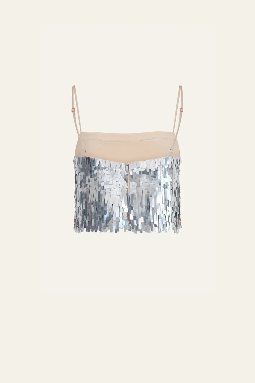 Johanna Ortiz Rio De Oro top crop argento paillettes