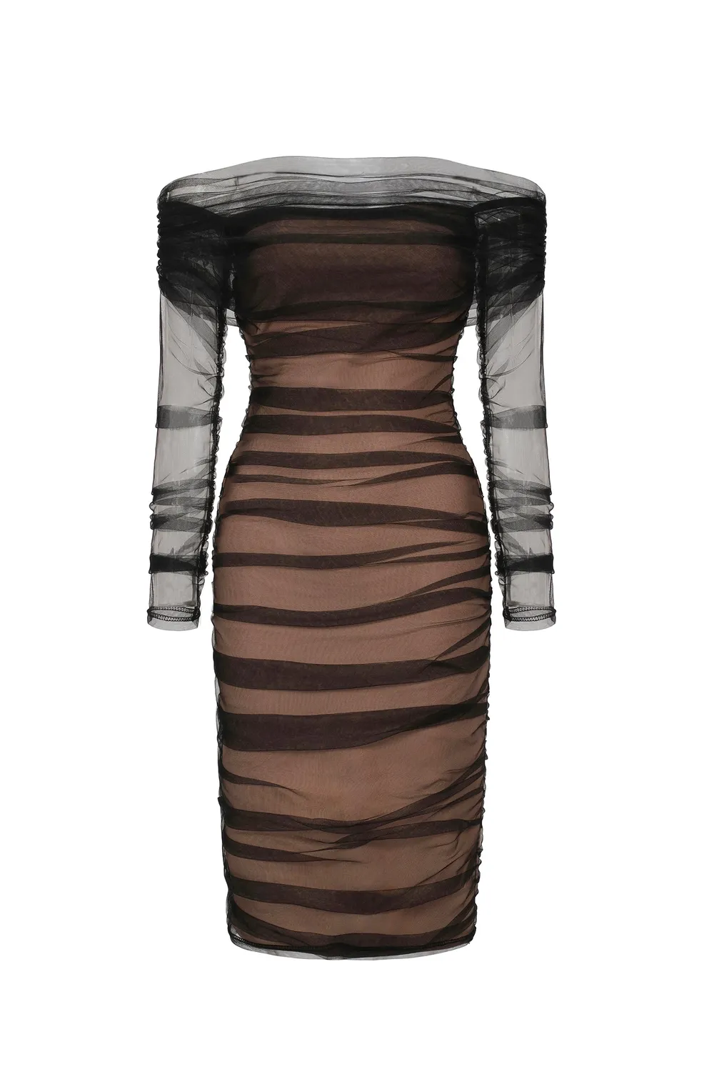 Bella Barnett Rowena Abito Midi Nero Bandage Ruches