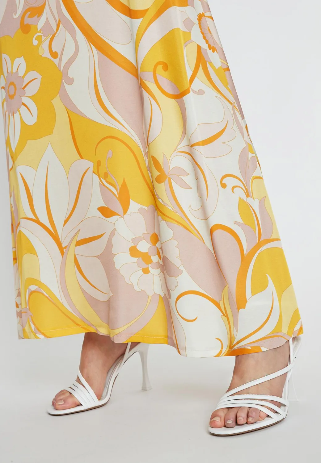 Ana Alcazar Redila gonna lunga satin bianco giallo
