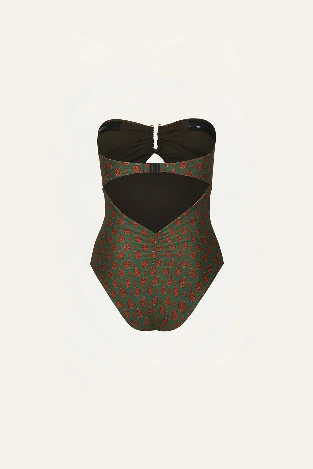 Johanna Ortiz Paisleys Lastly costume intero verde senza spalline