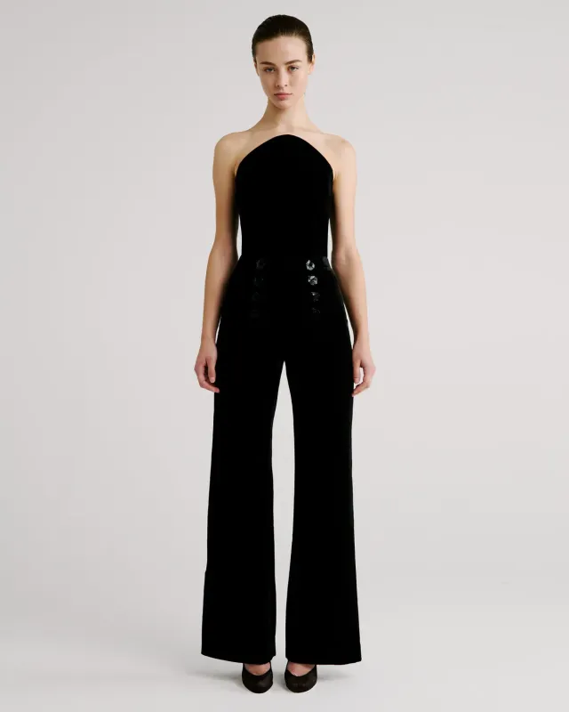 Violante Nessi Vitelio top corsetto nero velluto seta