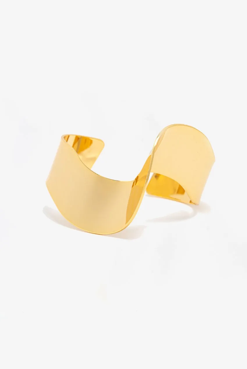 Uchi & Soto Nami Gold Wave bangle bracciale oro onda larga