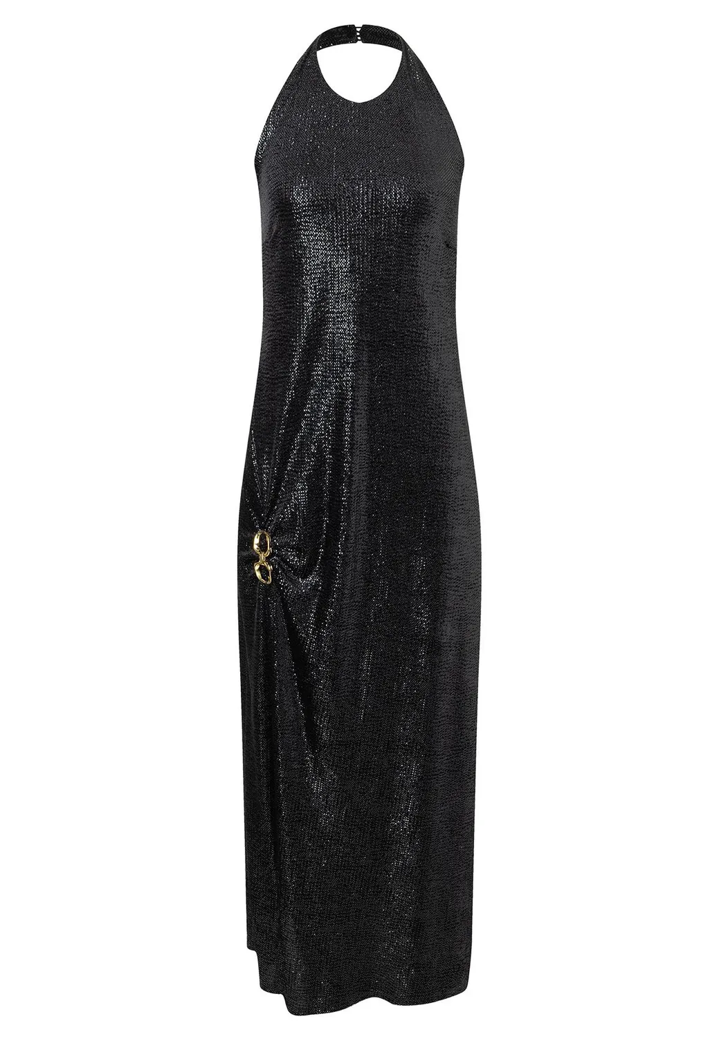 Ana Alcazar Tajali abito maxi paillettes con spacco