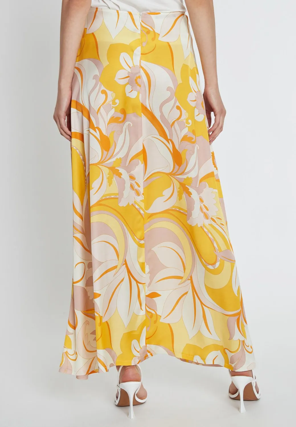 Ana Alcazar Redila gonna lunga satin bianco giallo
