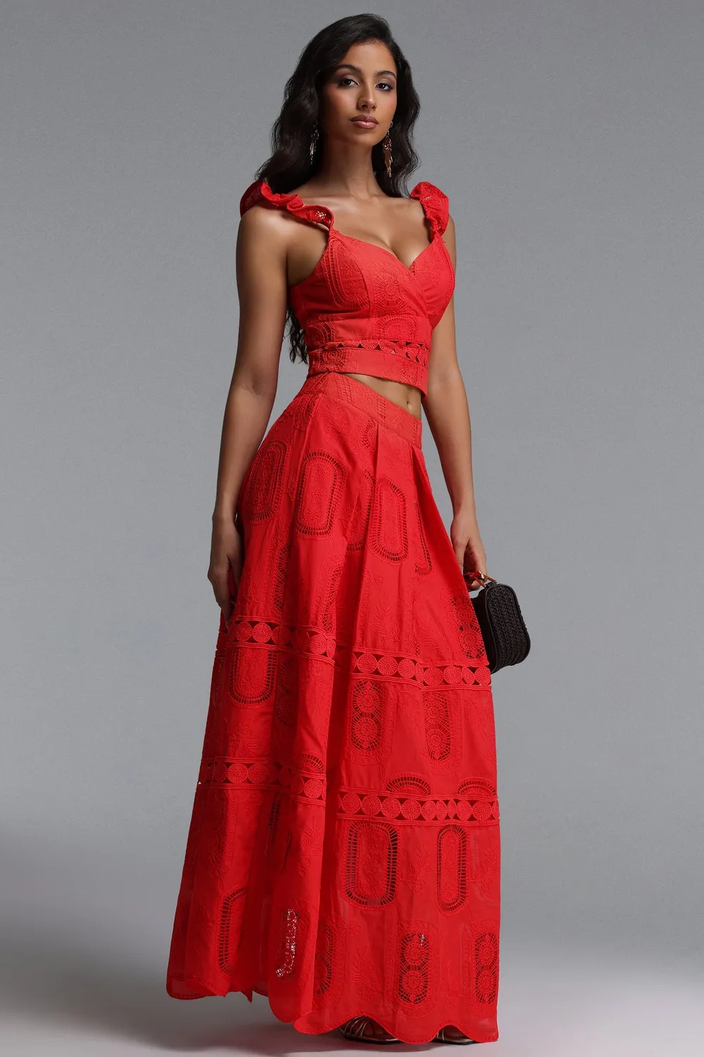 Bella Barnett Lali Resort coordinato rosso scollo a V