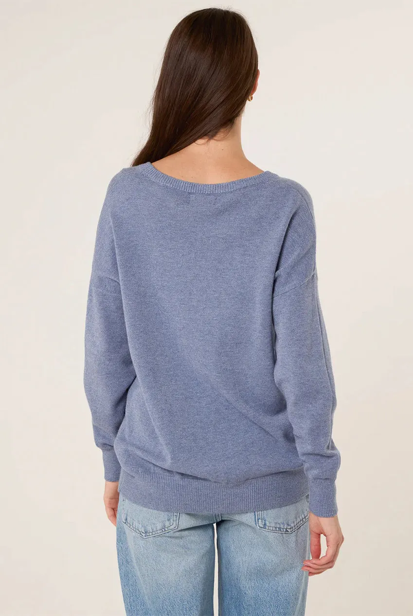 Blue Vanilla maglione girocollo denim blu S/M L/XL