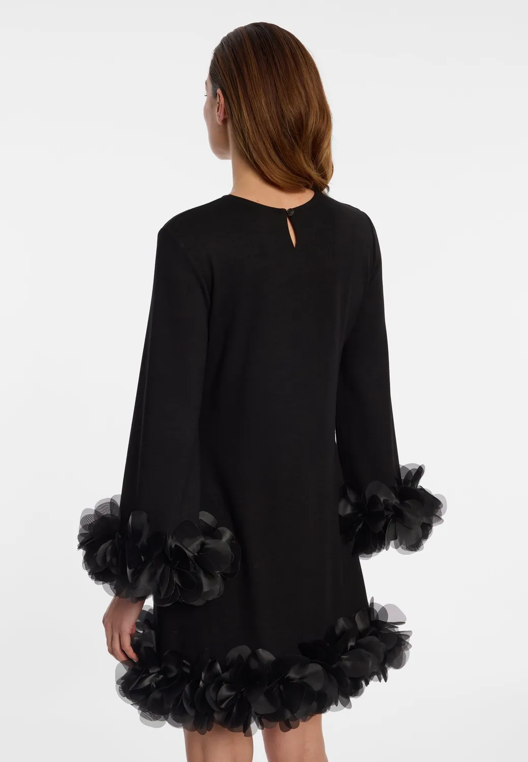 Ana Alcazar Engy abito nero fiori organza