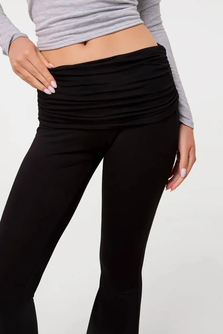 Pink Vanilla Fold Over pantaloni flare nero lounge