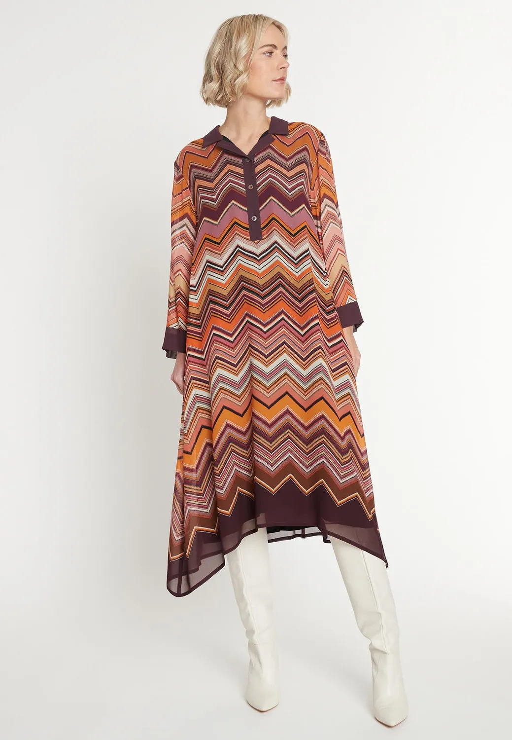 Ana Alcazar Manea chemisier chiffon zigzag