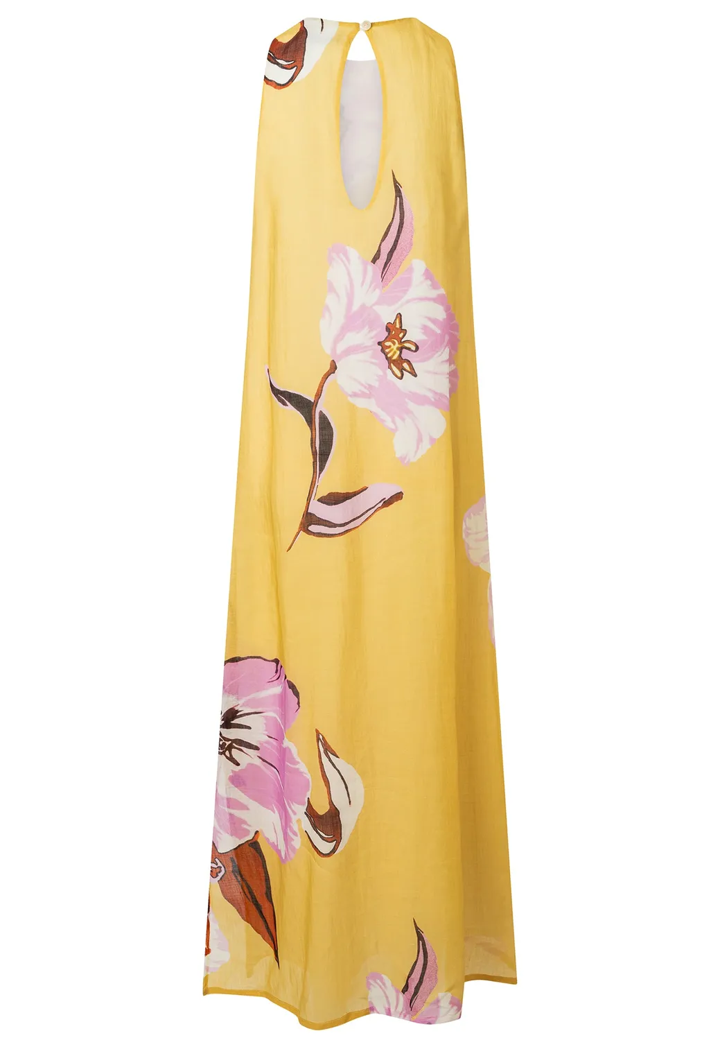 Ana Alcazar Dorejas abito lungo giallo fiori lino