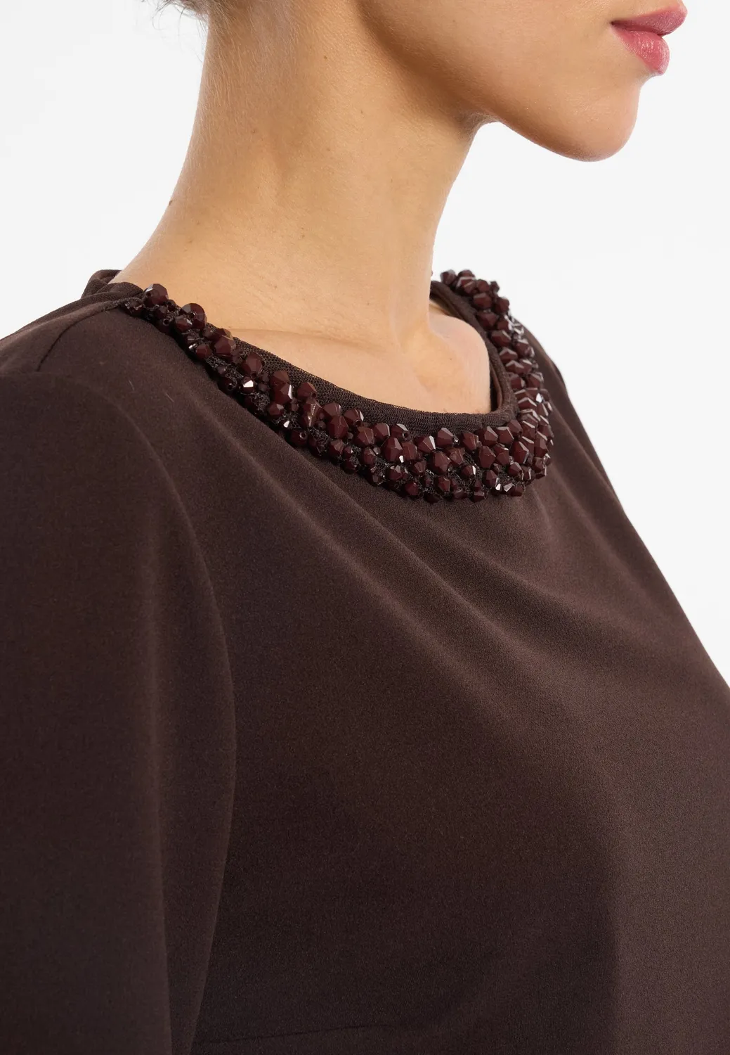 Ana Alcazar Engolys top elegante perline scollo barca