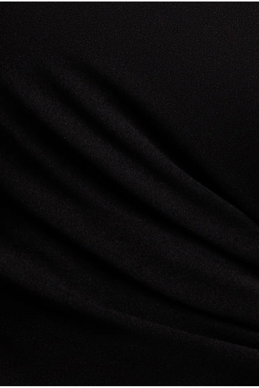 Goddiva Scuba Crepe Abito Fascia Maxi Nero con Collana