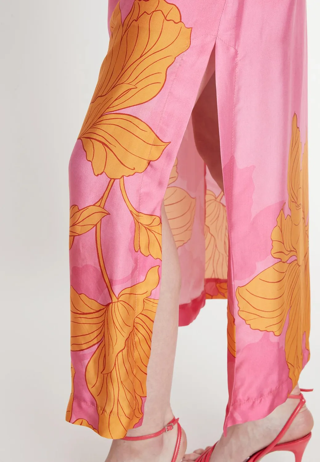 Ana Alcazar Pasmy caftano raso rosa maxi