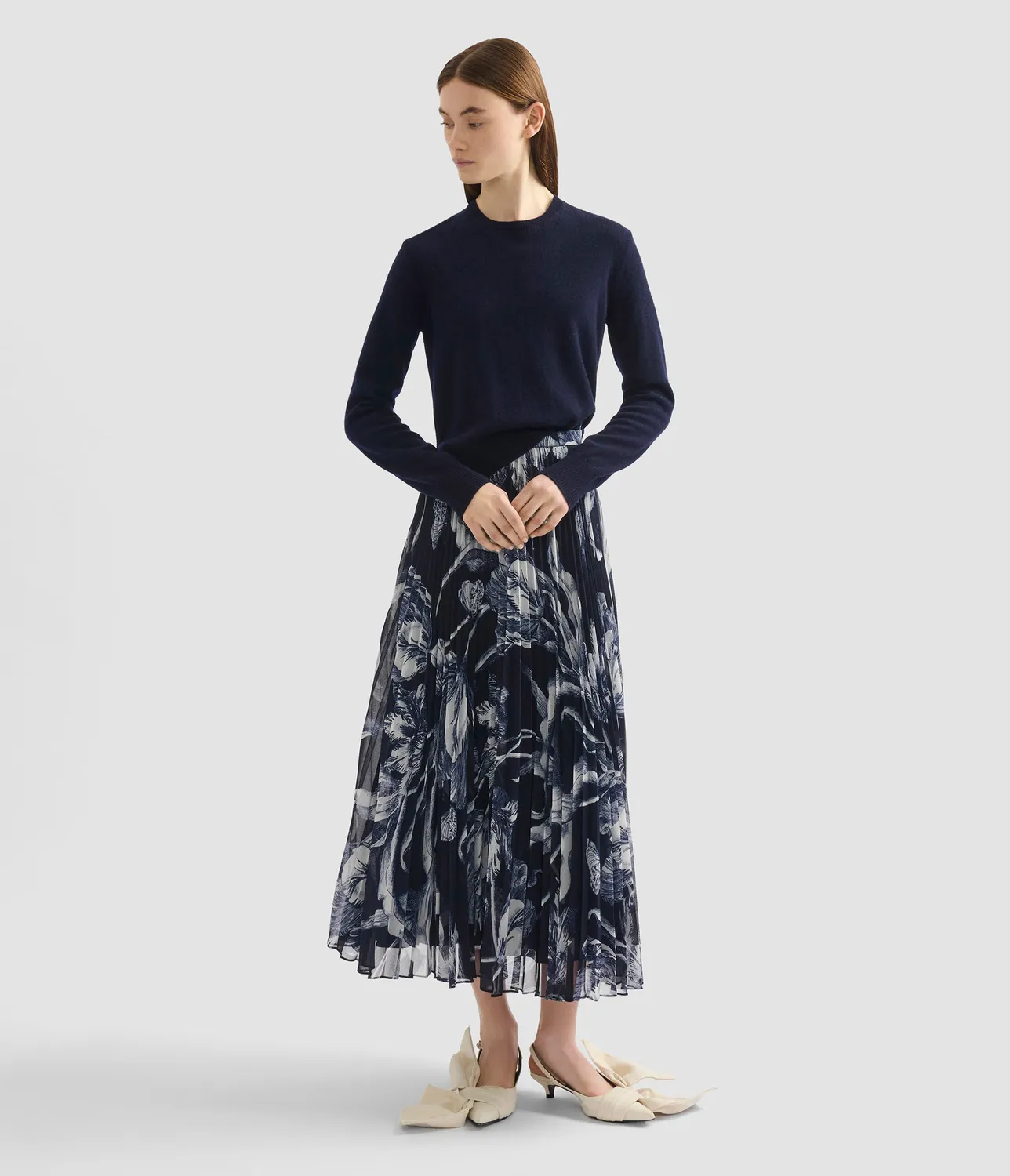 Erdem Cashmere Crew Neck maglione blu fiore