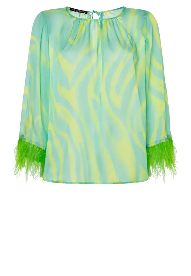 Ana Alcazar Pedmi camicetta chiffon animalier verde