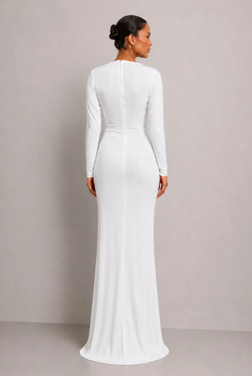 Honor Gold Jessica Abito Lungo Bianco Spacco Jersey