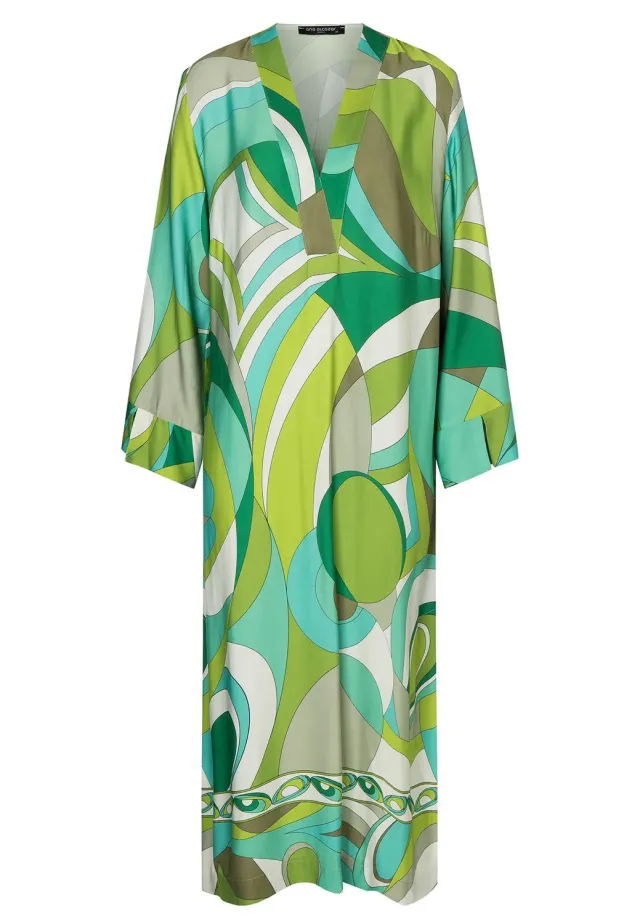 Ana Alcazar Risari Abito Caftano Midi Verde Satin