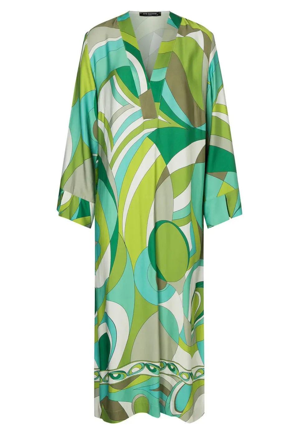 Ana Alcazar Risari Abito Caftano Midi Verde Satin