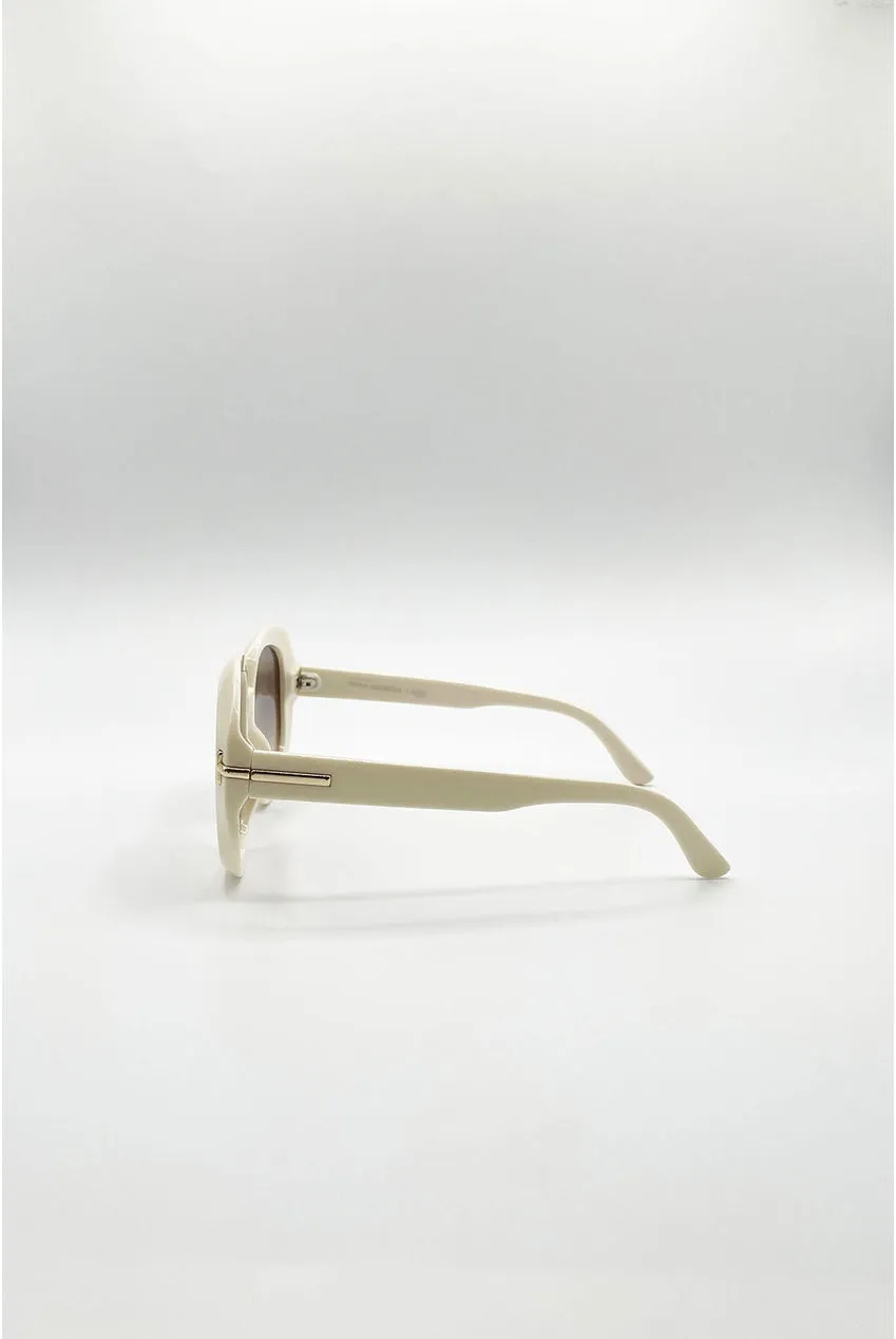 SVNX occhiali sole tondi oversize crema