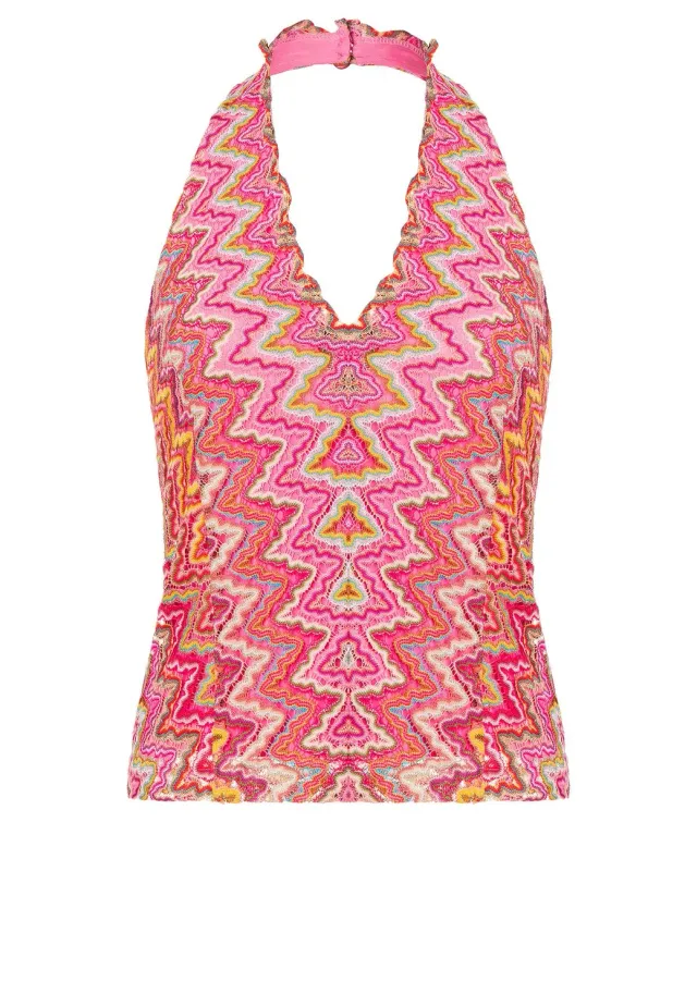 Ana Alcazar Piali top halter rosa ajour