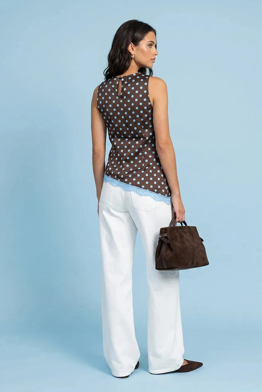 Urban Bliss Lace Spot top marrone pizzo pois