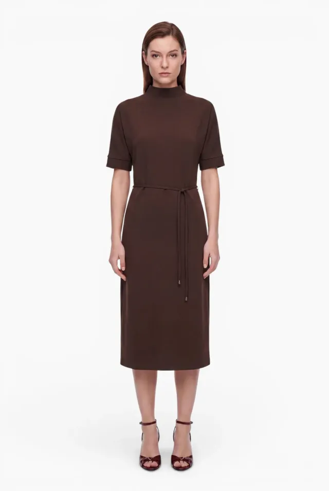 Ana Alcazar Enlyroea abito midi color espresso