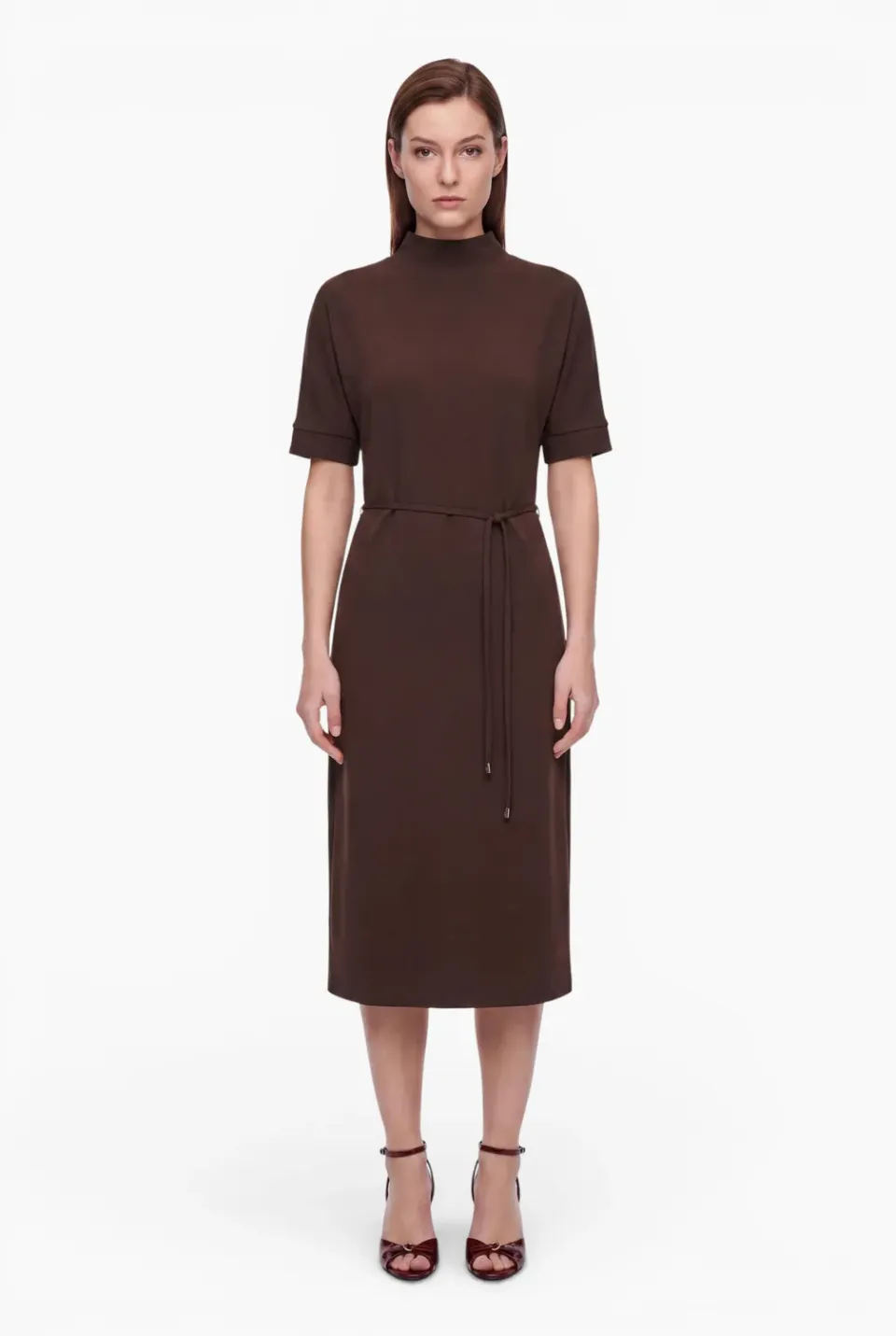 Ana Alcazar Enlyroea abito midi color espresso