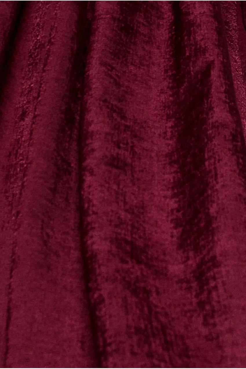 Goddiva Abito Maxi Bordeaux Saten Maniche Mantella