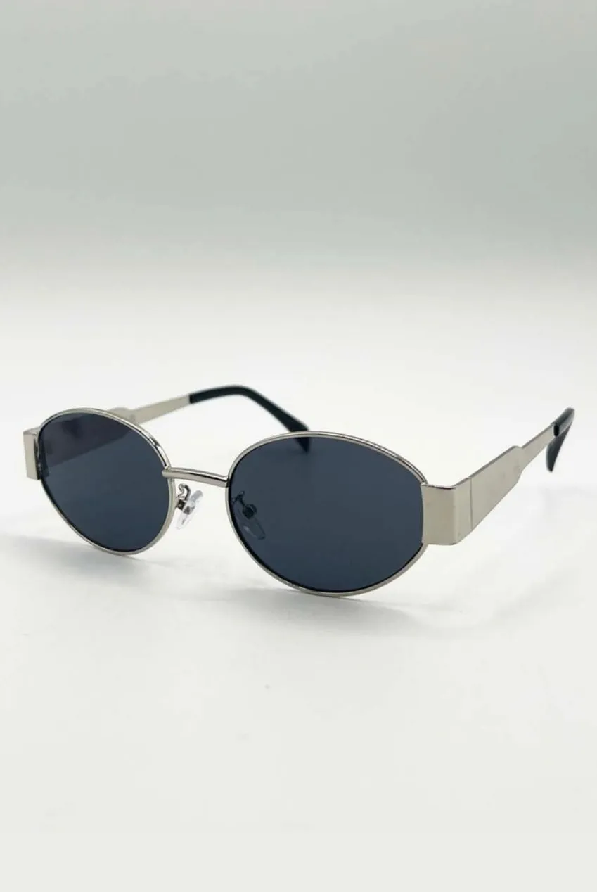 SVNX Oval Metal Frame occhiali sole grigi ovali UV400
