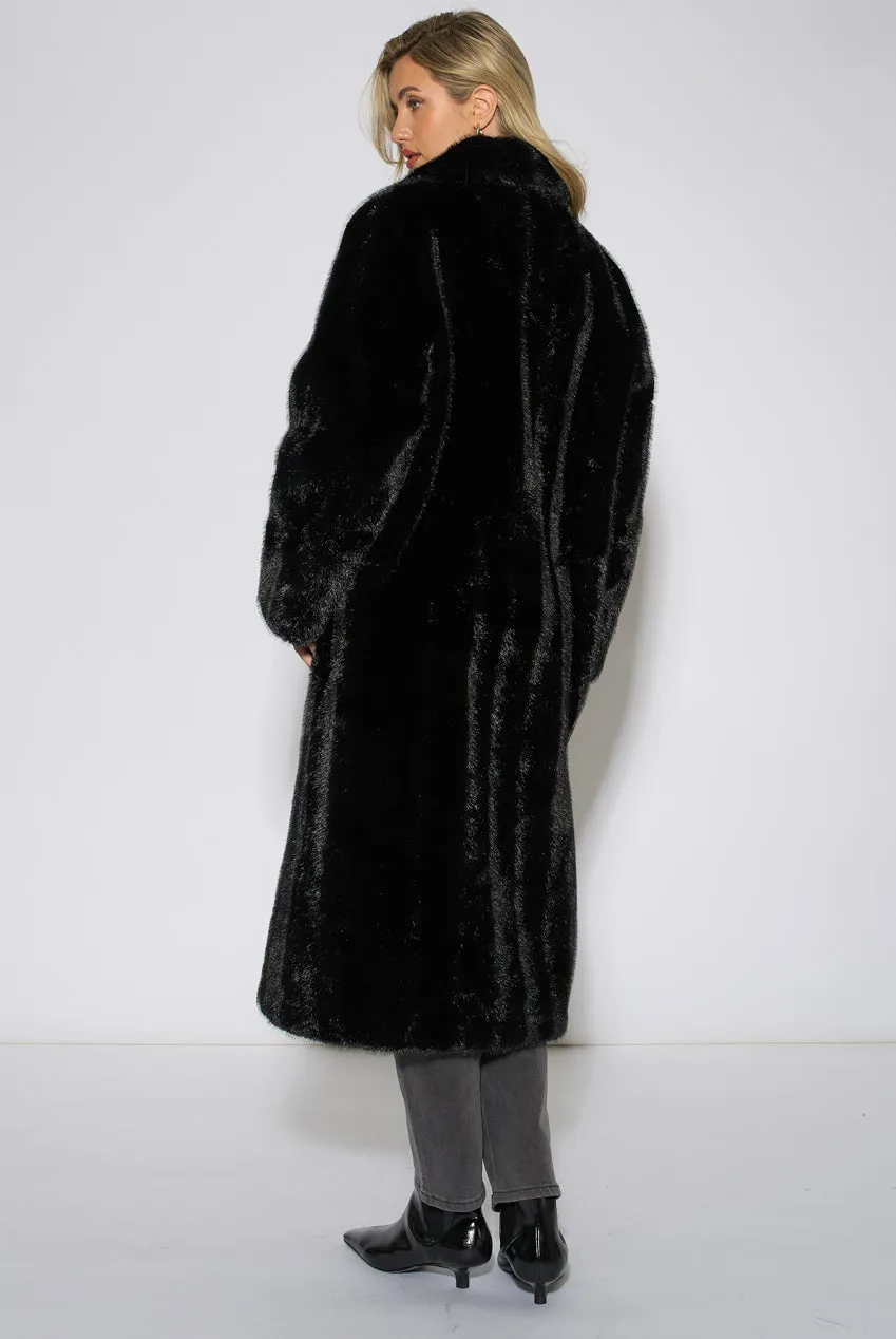 Gini London cappotto pelliccia ecologica maxi nero L/XL bicolore