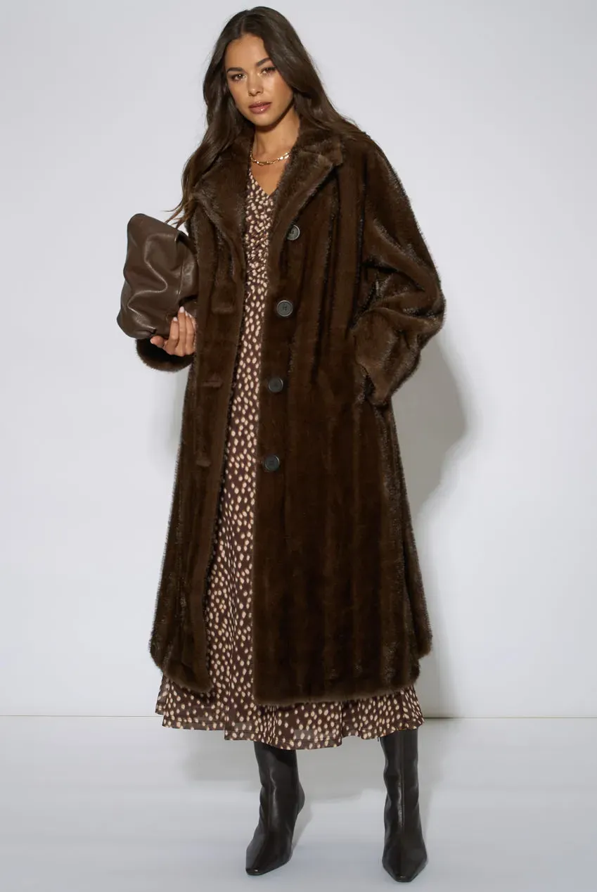 Gini London Two Tone Maxi cappotto pelliccia marrone