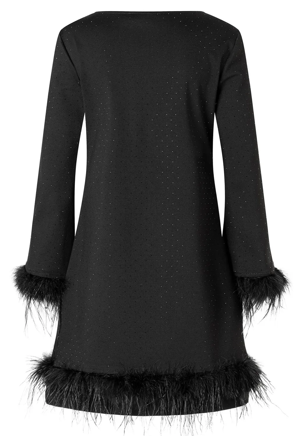 Ana Alcazar Aboa abito cocktail nero glitter piume