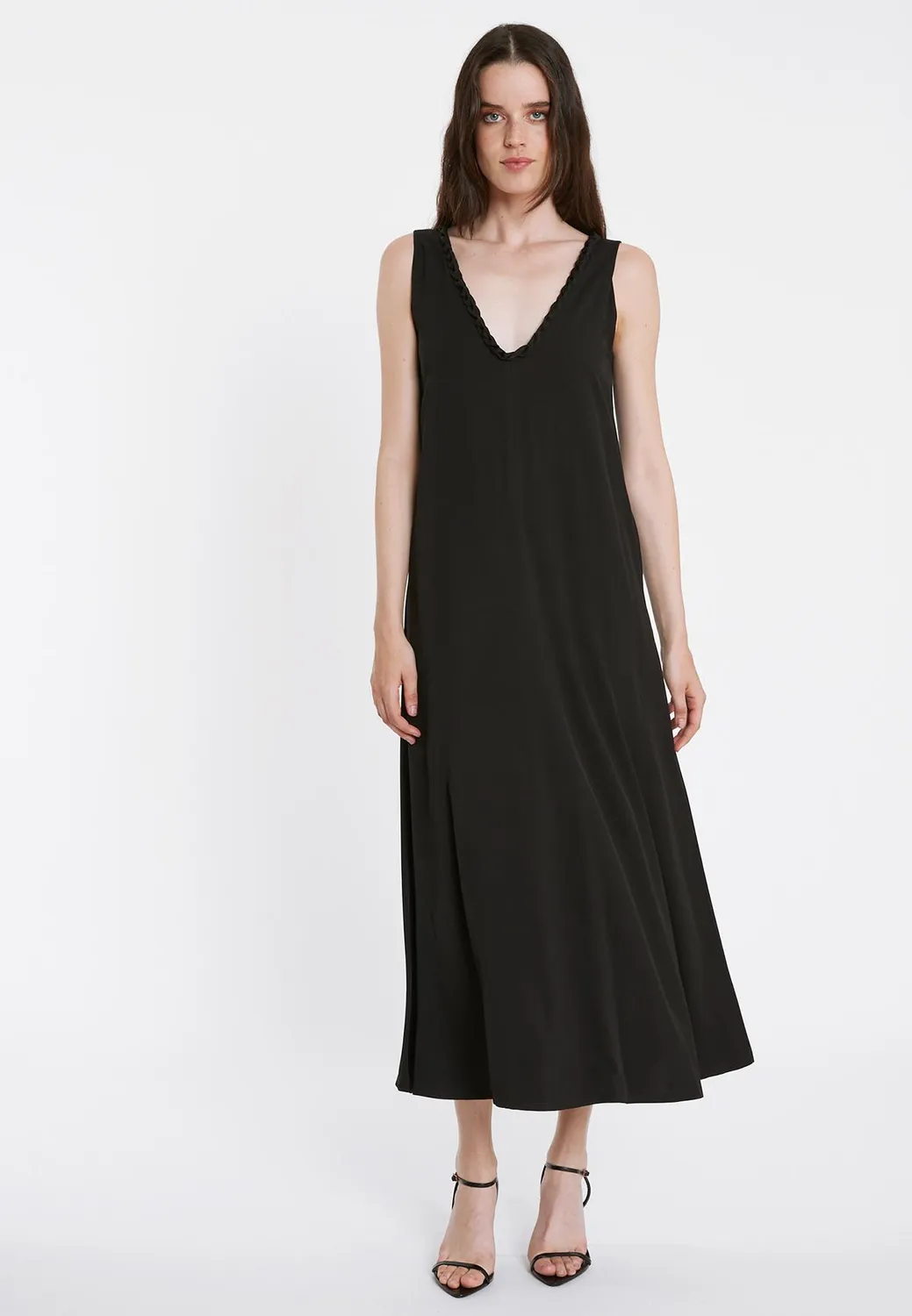 Ana Alcazar Rakia vestito maxi nero viscosa