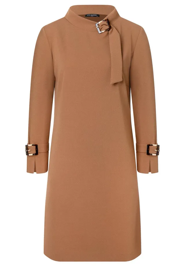 Ana Alcazar Sidara abito beige collo coreano
