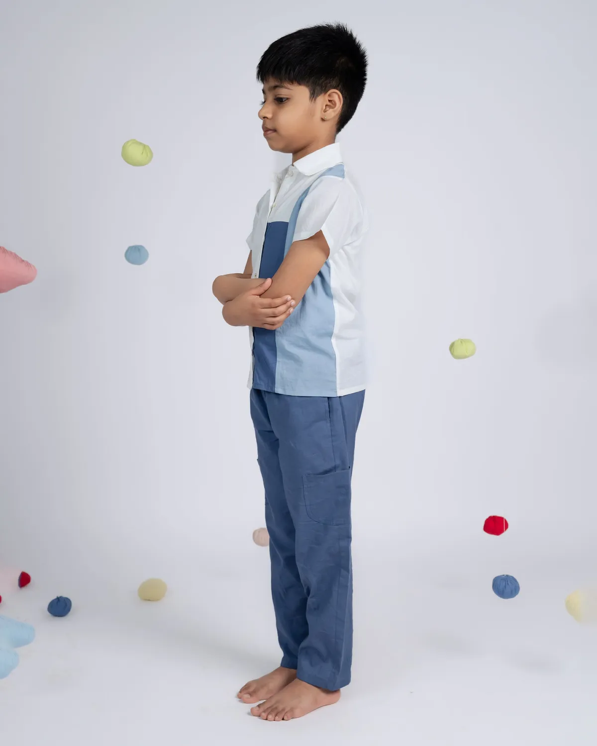 Our Dve Urban Boy camicia bambino bianco blu cotone